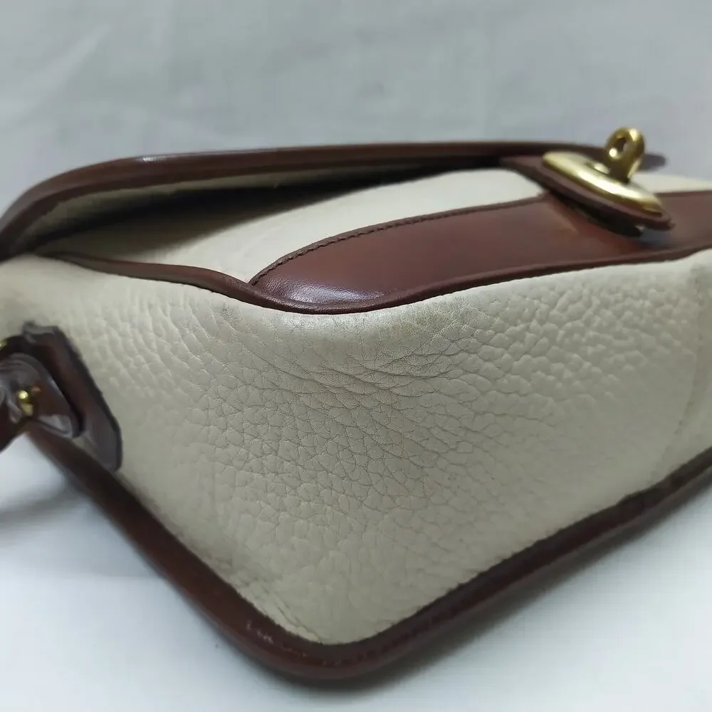 Dooney & Bourke Ivory Pebbled Leather Buckle Satchel Crossbody Bag - Made in USA